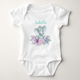 Body Para Bebê Crote Safari Elephant Floral Watercolor