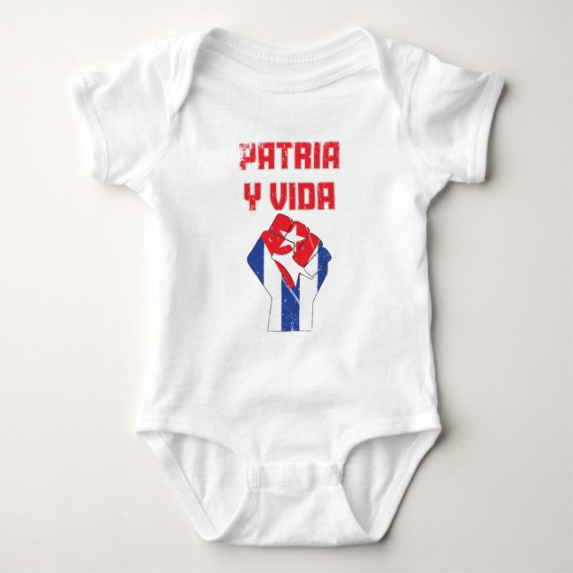 Body Para Bebê Cuba Patria Y Vida Bandeira Cubana (Frente)