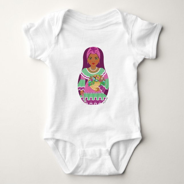 Body Para Bebê Cubana Violet Matryoshka Baby Bodycase (Frente)