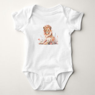 Body Para Bebê Cubo de Leão de Manly com Flores