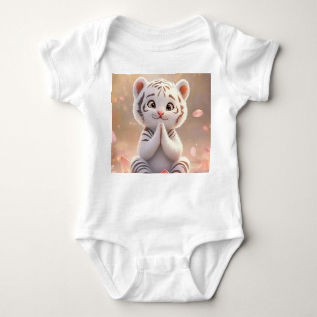 Body Para Bebê Cubo de Tigre Pacífico no Lotus - Roupa de Bebê (Frente)