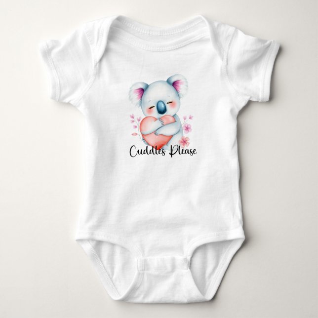 Body Para Bebê "Cudles Please" Adorável Urso Koala (Frente)