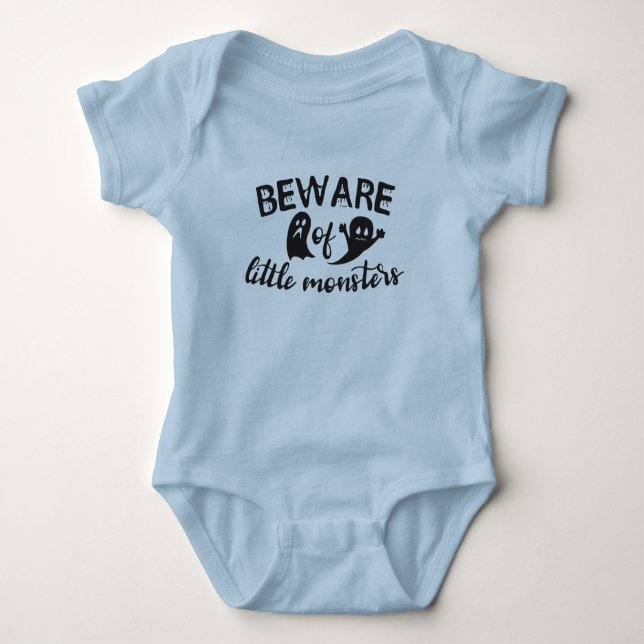 Body Para Bebê Cuidado Com Os Pequenos Monstros Halloween (Frente)