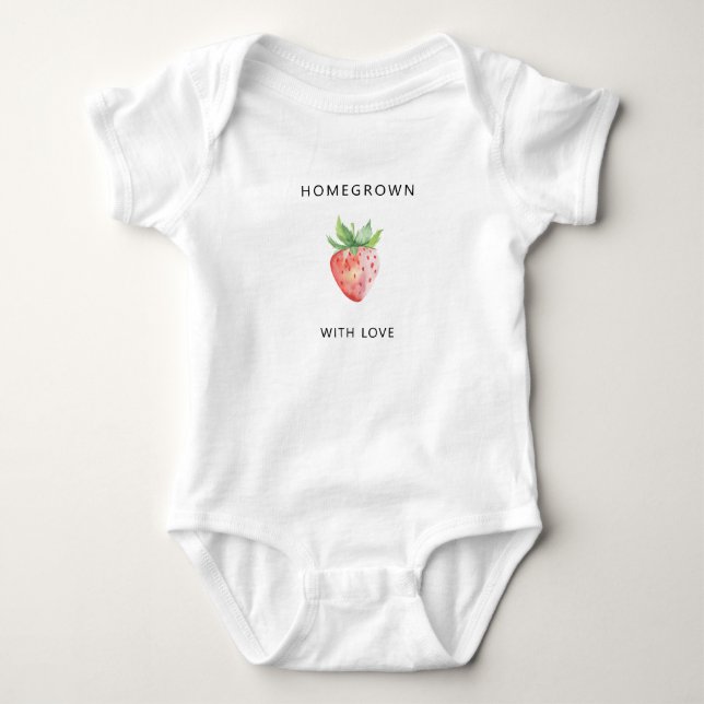 Body Para Bebê Cultivado com amor - Morango Aquarela - (Frente)