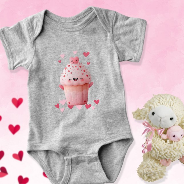 Body Para Bebê Cupcake Kawaii Com Corações (Criador carregado)