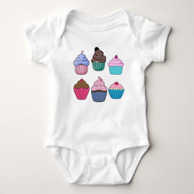 Body Para Bebê Cupcakes bonito (Frente)