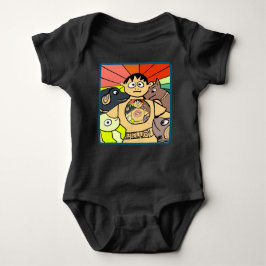 Body Para Bebê Curioso Menino e Seus Animais Brancos