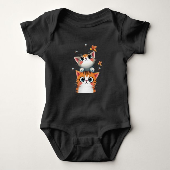 Body Para Bebê Curious Kittens & Busy Bees (Frente)