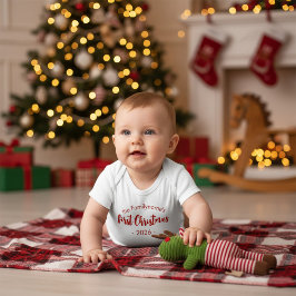 Body Para Bebê Custom Baby Bodysuit Family Name First Christmas