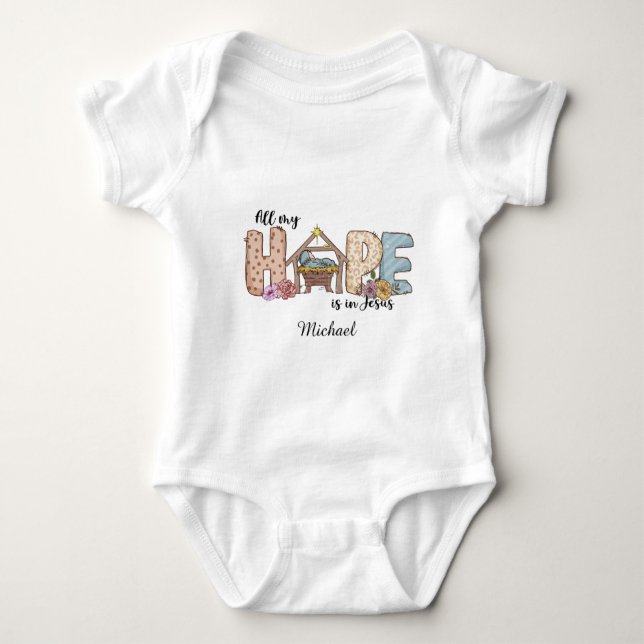 Body Para Bebê Custom Christian baby bodysuit, Jesus, God, Bible (Frente)