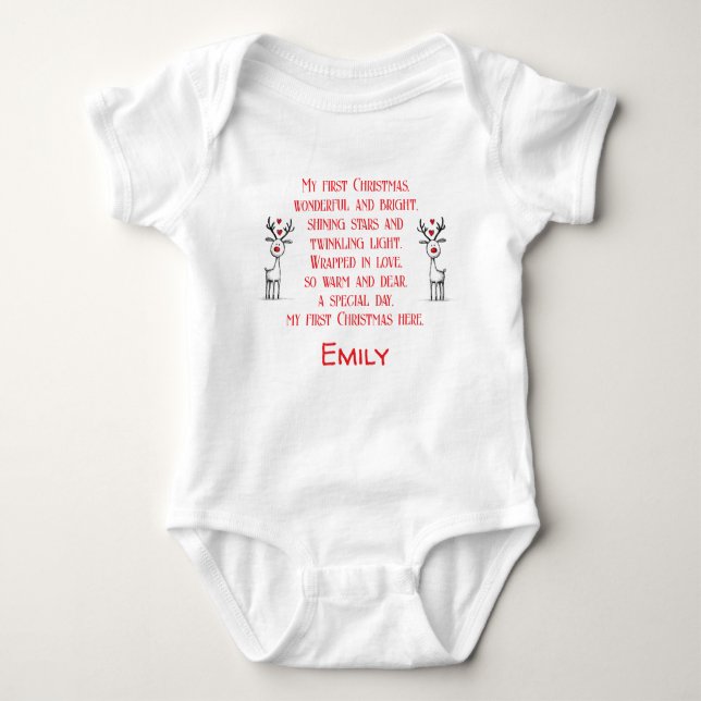 Body Para Bebê Custom My 1st Christmas Poem, Baby Gift Idea,   (Frente)