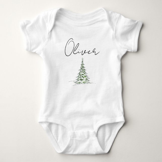 Body Para Bebê Custom Name Christmas Baby Romper First Xmas Oli (Frente)