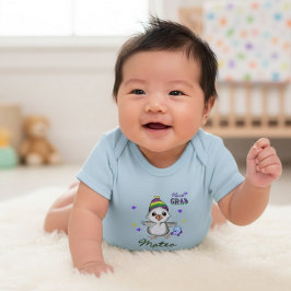 Body Para Bebê Custom Name Mardi Gras Boy Goose Carnival