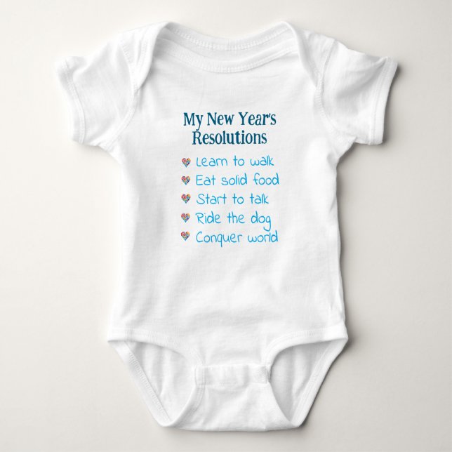 Body Para Bebê Custom New Year's Resolutions, Boy, Funny    (Frente)