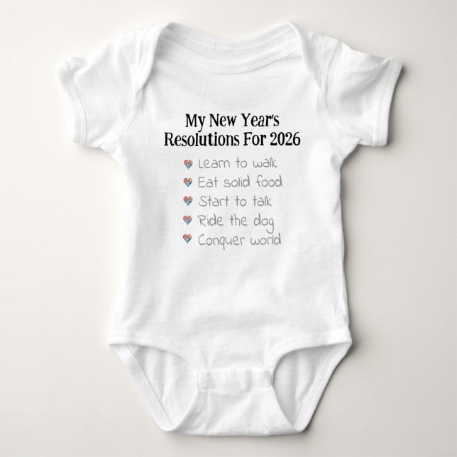 Body Para Bebê Custom New Year's Resolutions, Unisex, Funny    (Frente)