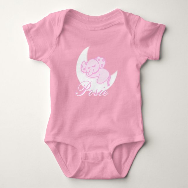 Body Para Bebê Custom Sleeping Elephant Baby Bodysuit (Frente)