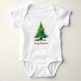 Body Para Bebê Customisable Xmas Tree Oil Painting Shortsleeve