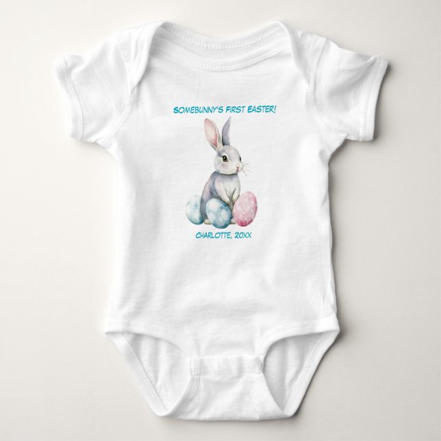 Body Para Bebê Customizable 🐇Egg-citing Bunny Romper (Frente)