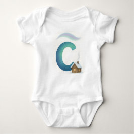 Body Para Bebê Customizable Northern Lights Letter C Winter Cabin