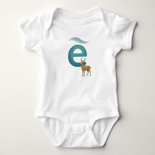 Body Para Bebê Customizable Northern Lights Letter E Elk (Frente)