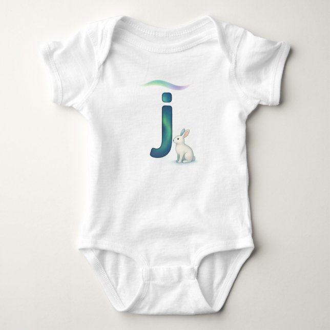 Body Para Bebê Customizable Northern Lights Letter J Jackrabbit (Frente)