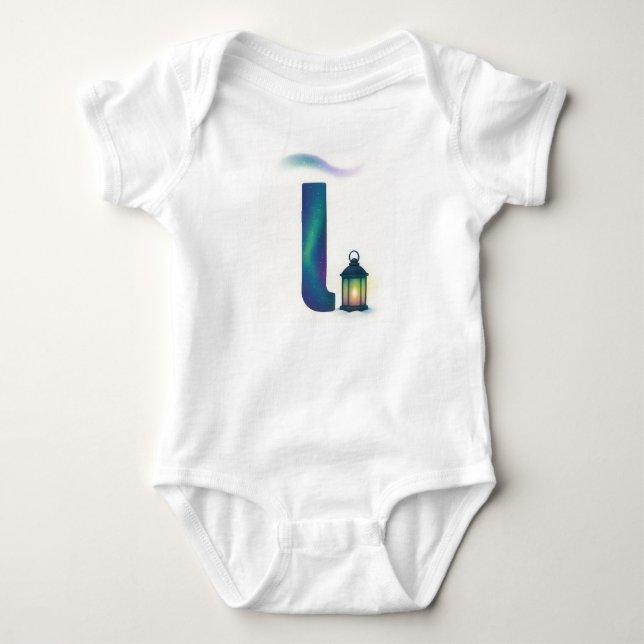 Body Para Bebê Customizable Northern Lights Letter L Lantern (Frente)