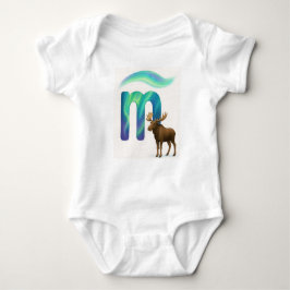 Body Para Bebê Customizable Northern Lights Letter M Moose Art