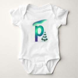 Body Para Bebê Customizable Northern Lights Letter P Winter Pine