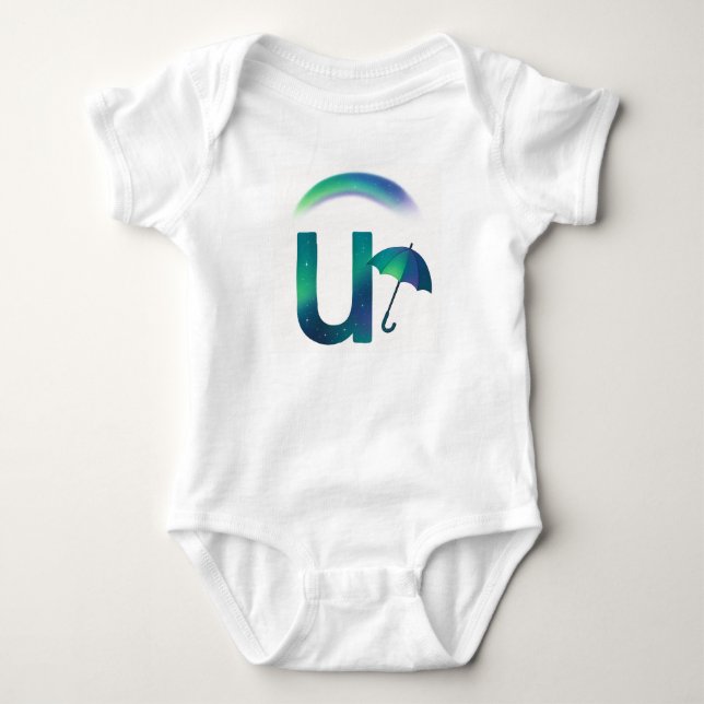 Body Para Bebê Customizable Northern Lights Letter U Umbrella (Frente)
