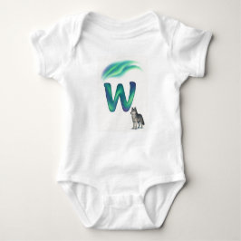 Body Para Bebê Customizable Northern Lights Letter W Arctic Wolf