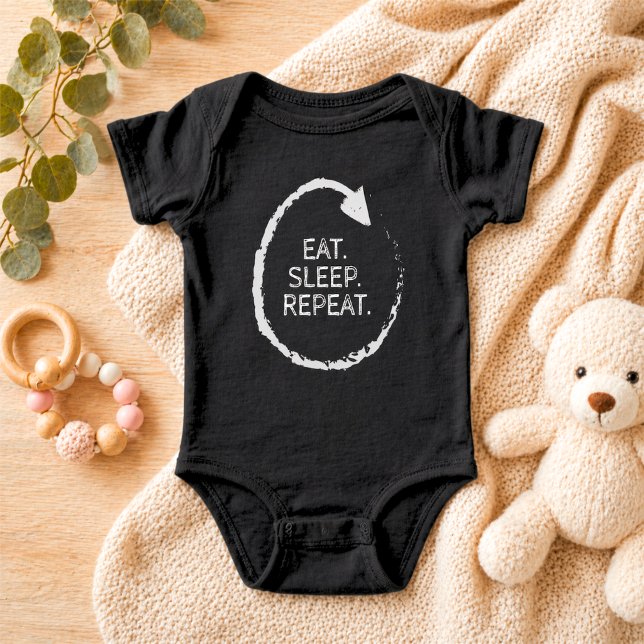 Body Para Bebê Customizable Phrase Eat. Sleep. Repeat. (Criador carregado)