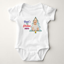 Body Para Bebê Customized Photo Daniel's 1st Christmas Tree 