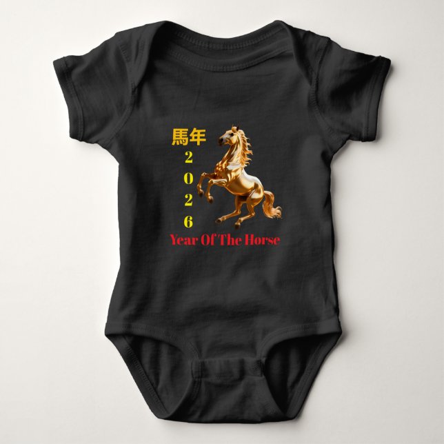 Body Para Bebê Customized Red & Gold Festive Chinese New Year  (Frente)