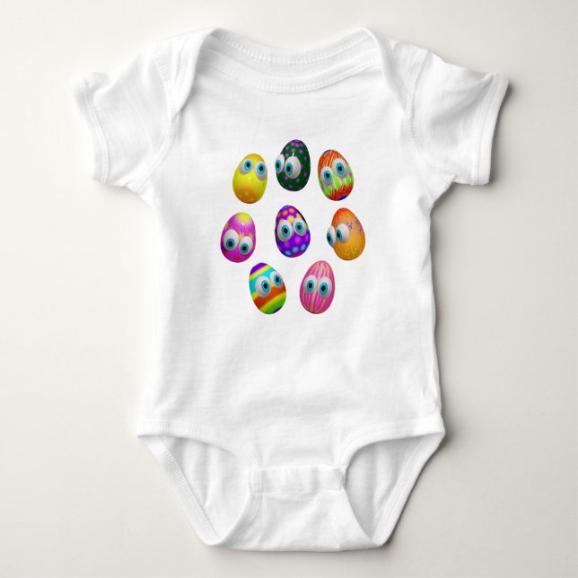Body Para Bebê Cute and Funny Easter Eggs Cartoon (Frente)