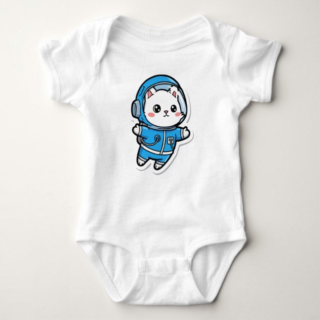 Body Para Bebê Cute Astronaut Cat Custom Photo Baby Bodysuit (Frente)