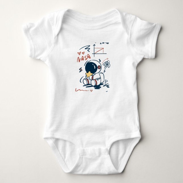 Body Para Bebê Cute Astronaut Space Cartoon Baby Bodysuit (Frente)