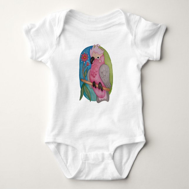 Body Para Bebê Cute Australian baby animal Galah on baby romper (Frente)