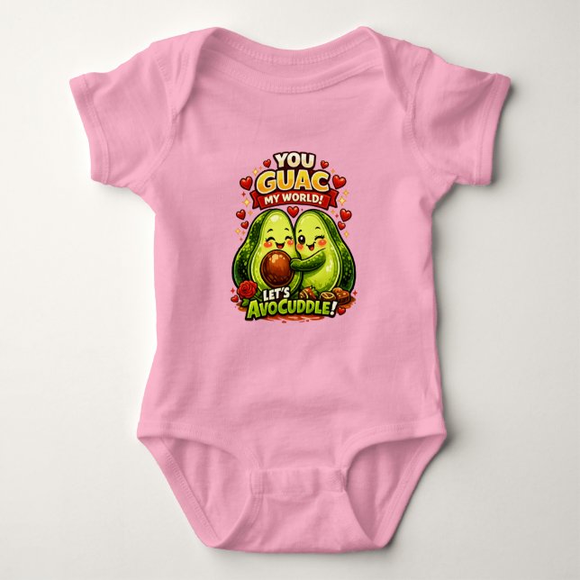 Body Para Bebê Cute Avocado Valentine’s Love Design, kawaii Love (Frente)