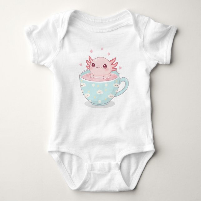 Body Para Bebê Cute axolotl in a cup (Frente)