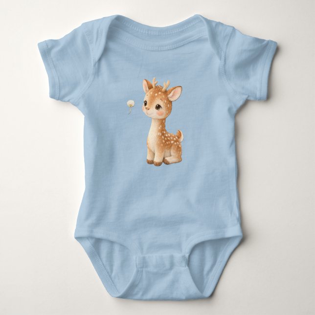 Body Para Bebê Cute Baby Deer Bodysuit – Kawaii Woodland Animal  (Frente)