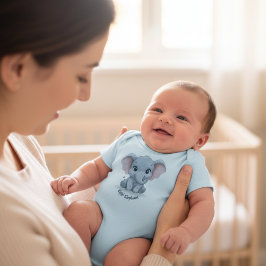 Body Para Bebê Cute Baby Elephant Personalized Name Baby Bodysuit