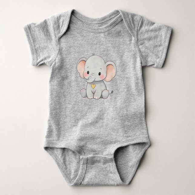 Body Para Bebê Cute Baby Elephant – Toddler Clothing Design (Frente)