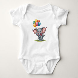 Body Para Bebê Cute Baby Elephant with Balloons & Bow Tie