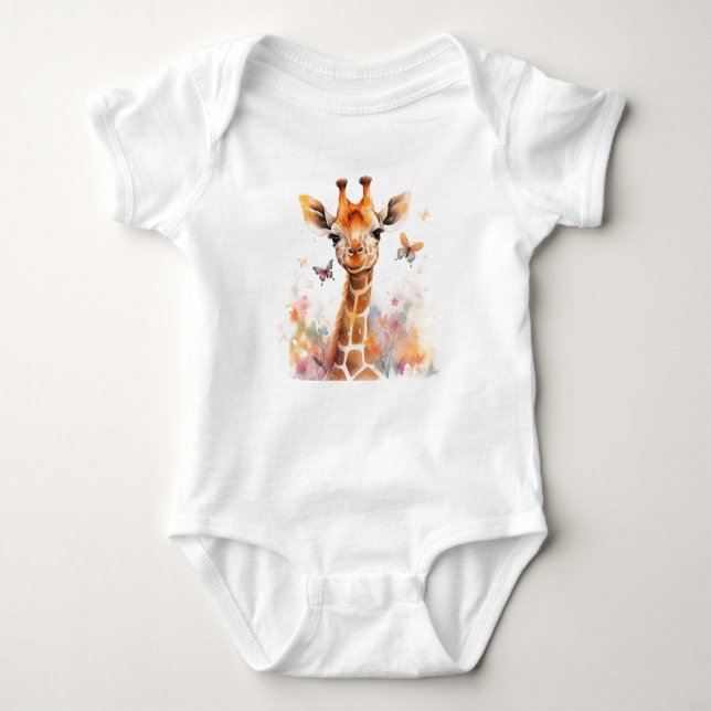 Body Para Bebê Cute Baby Iraffe Head, Zoo Animal, Safari Animal (Frente)