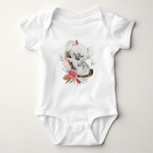 Body Para Bebê Cute Baby Koala Dourado Speckle Nome Personalizado