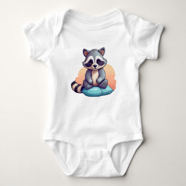 Body Para Bebê Cute Baby Raccoon – Adorable Cartoon Bodysuit (Frente)