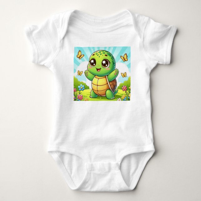 Body Para Bebê Cute Baby Turtle Bodysuit – Kawaii Animal Infant O (Frente)