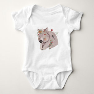 Body Para Bebê Cute Baby Wombat Dourado Speckle Nome Personalizad