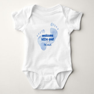 Body Para Bebê Cute Blue Baby Feet Welcome Little One Nursery Des