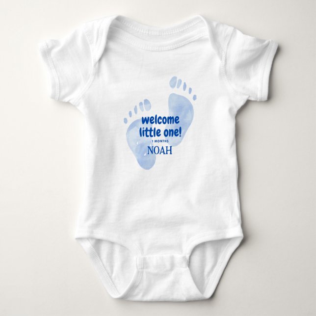 Body Para Bebê Cute Blue Baby Feet Welcome Little One Nursery Des (Frente)